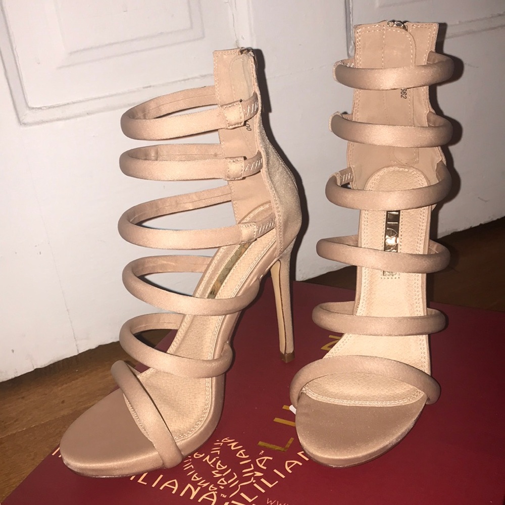 Nude, caged heels